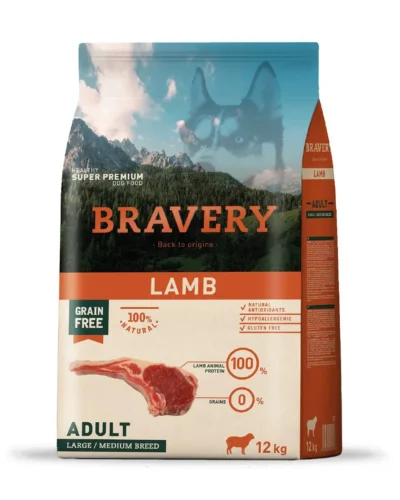 BRAVERY LAMB ADULT LARGE/MEDIUM BREED 12 KG