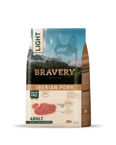 BRAVERY LIGHT IBERIAN PORK ADULT LARGE/MEDIUM BREEDS 4 KG